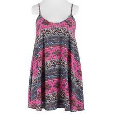 Show Me Your Mumu Dress Sz M Pink Multi Adj Straps Lined 100% Poly Mini Dress