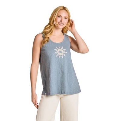 Life is Good. Women's Crafty Sun Slub Easy Fit Tank, Slate Blue