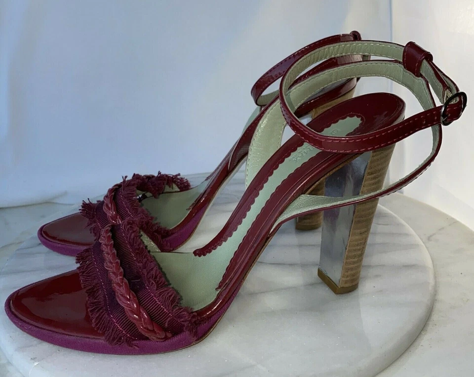 Sandalias Sportmax Max Mara de charol de vino con tiras zapatos de salón tacones altos 40 10 Foto 2 de 4