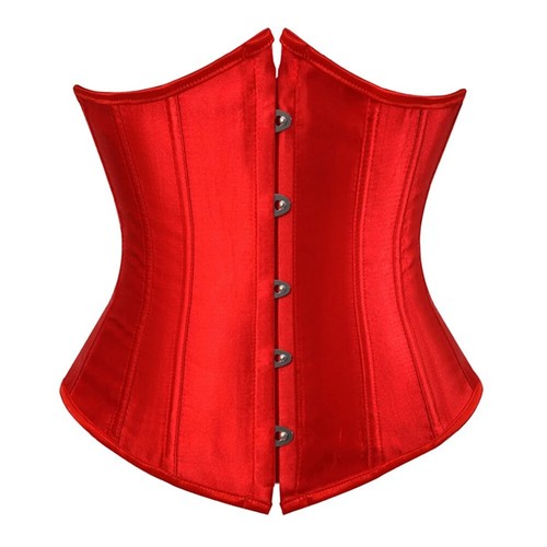 Sexy Womens Satin Underbust Corset Bustier Waist Training Cincher Lace Up Girdle - Picture 30 of 32