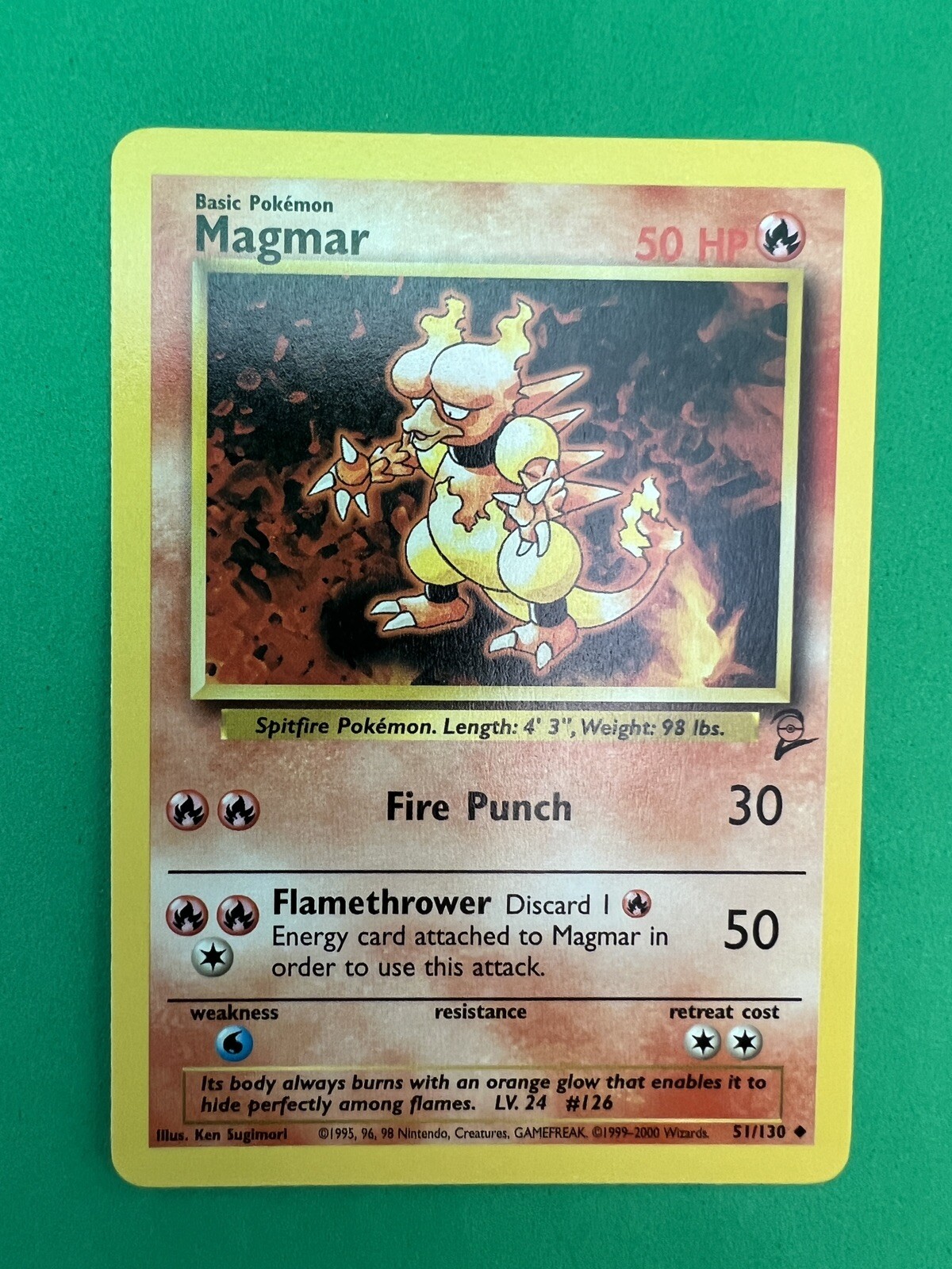 Magmar - 51/130 - Base2 Set - Pokemon Card - Unlimited Edition - NM