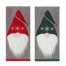 St Nicholas Square Christmas Gnomes Bath Hand Towels Set of 2 with Bells & Beard
