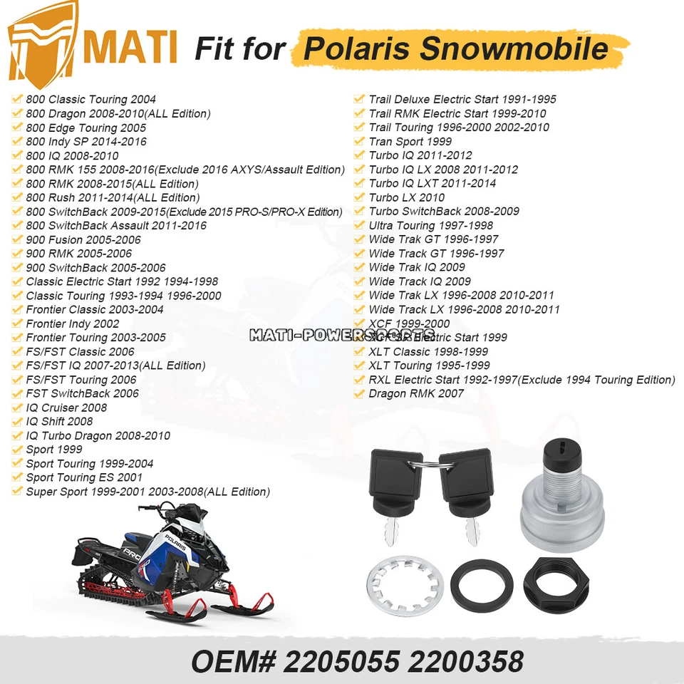 Interruptor de llave de encendido de 3 posiciones y 5 pines para moto de nieve Polaris 2200358/2205055 Foto 3 de 4