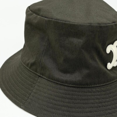 関税込 CELINE triomphe bucket hat Celine Triomphe Bucket Hat In Cotton Gabardine, Size Small