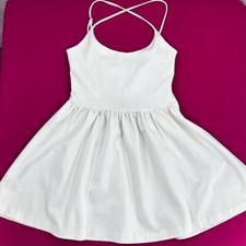 Guess White Skater Mini Dress Tie-Up Back Bodycon Fit & Flare Sleeveless Size 6