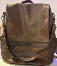 Leather Fashion Backpack Purse Casual Large Capacity Travel Multipurpose Bag Brn