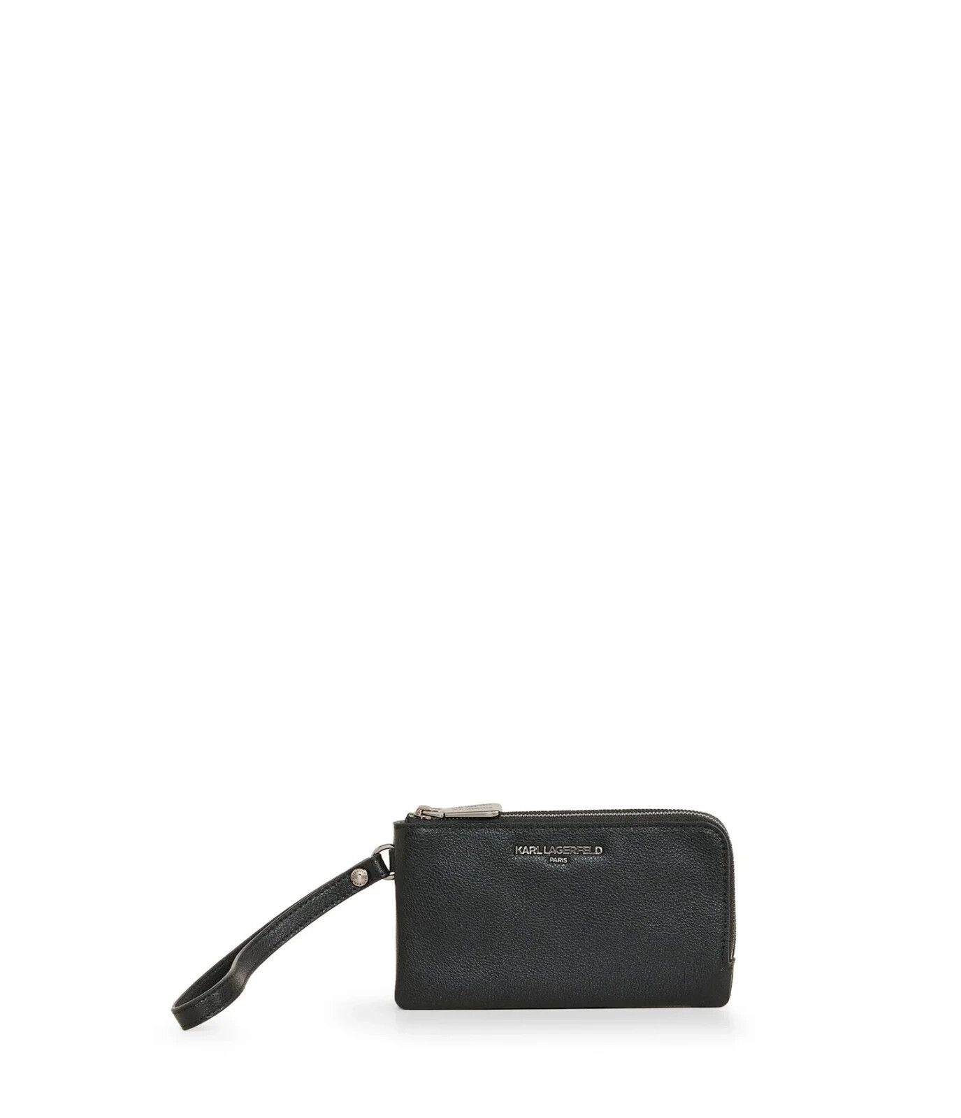 $128 KARL LAGERFELD PARIS ZIP AROUND WRISTLET | BLACK/DARK GUNMETAL | One Size