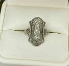 0.09 TCW Round Cut Moissanite Openwork Vintage Filigree Wedding Ring 925 Silver