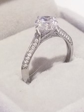 CLEARANCE Round LM Moissanite Solitaire Engagement Promise Ring Stainless steel