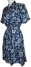 Vtg Liz Claiborne Lizsport 2 Pc. Navy Floral Skirt Blouse Set USA Union Label SM