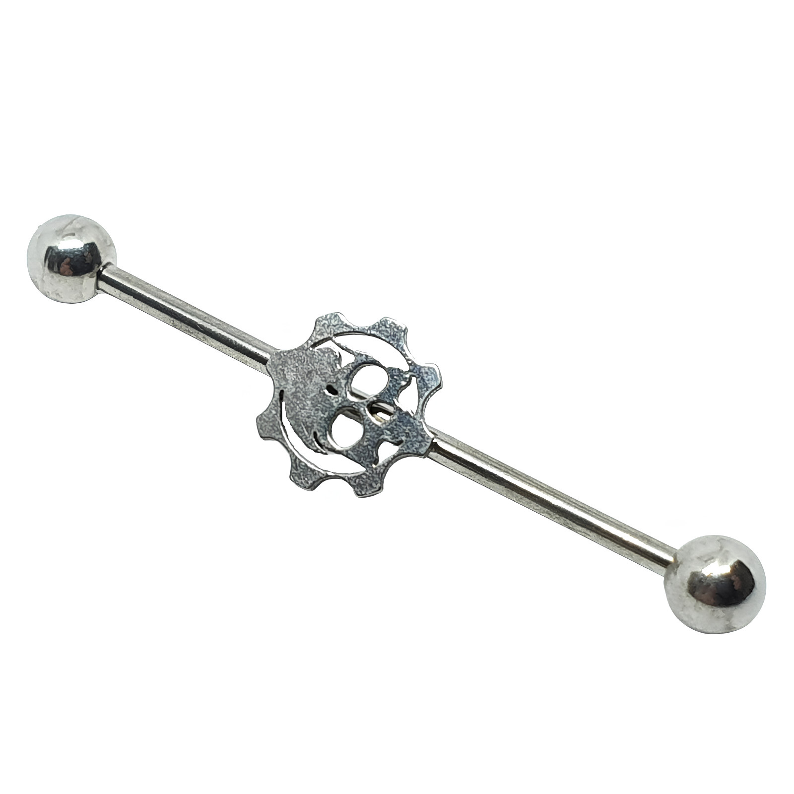 Skull Industrial Scaffold  Barbell 316L Surgical Steel Body Piercing Jewellery