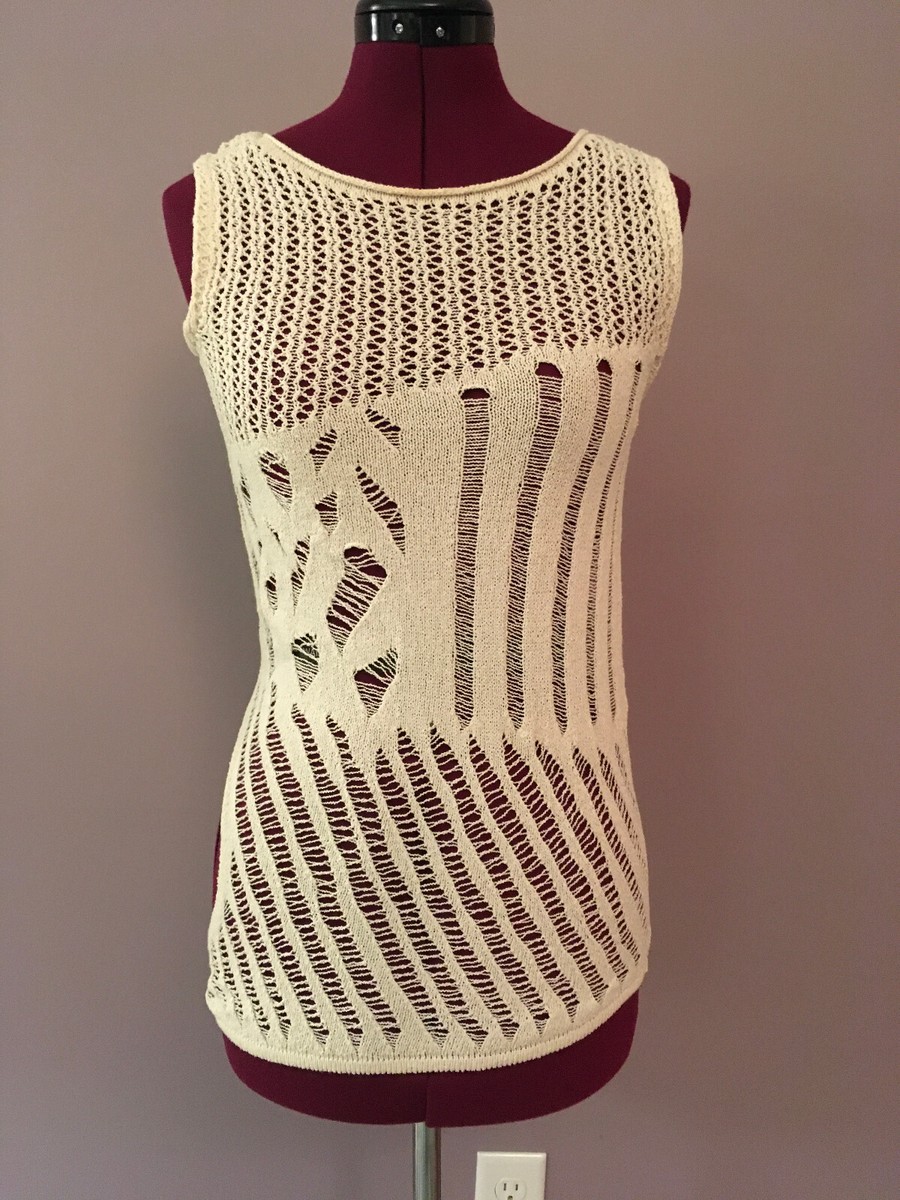 NWT ZARA WOMEN'S SIDE CUT OUT KNIT TOP CREAM/IVORY SIZE S