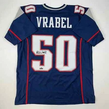 Facsimile Autographed Mike Vrabel New England Blue Reprint Jersey Size Men's XL