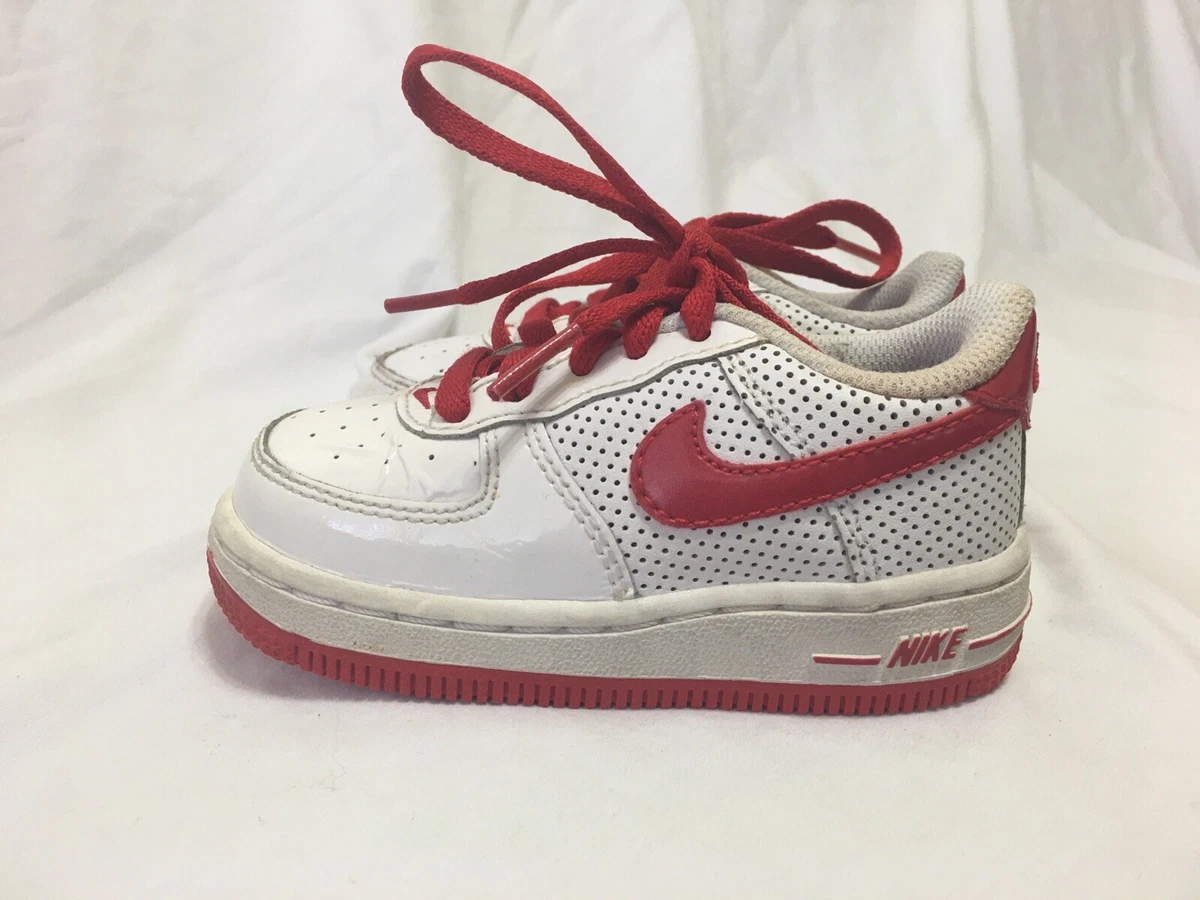 RARE 2010 Nike Air Force 1 TD 314194 122 RED WHITE Patent