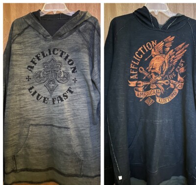 Affliction Men's Revsersible Hoodie Size XXXL Double Two Sided Live Fast 