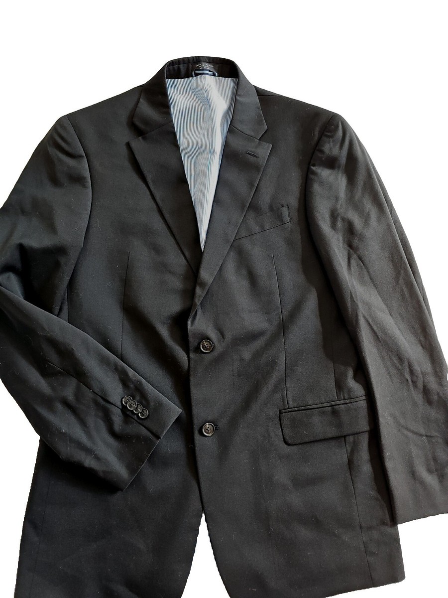 Tommy Hilfiger 100% Wool Blend Two Button Blazer Suit Jacket Black SEE  HC
