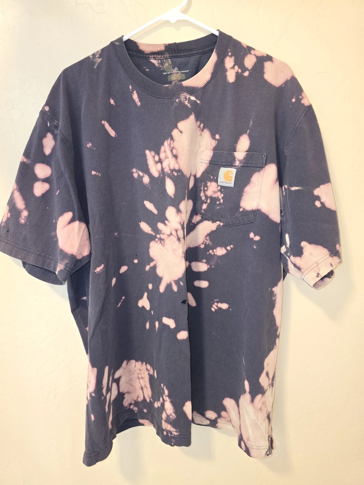 TIE DYE Carhartt T Shirt Mens XL Short Sleeve Pocket OG FIT K87 NAVY SPRING 2017