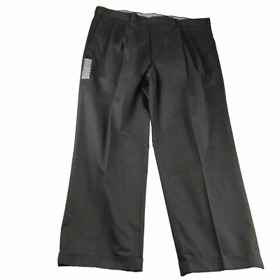 Axist Pants Men 42X32 Black Corporate Khaki Pleated Wrinkle Resistant Cuffed NWT