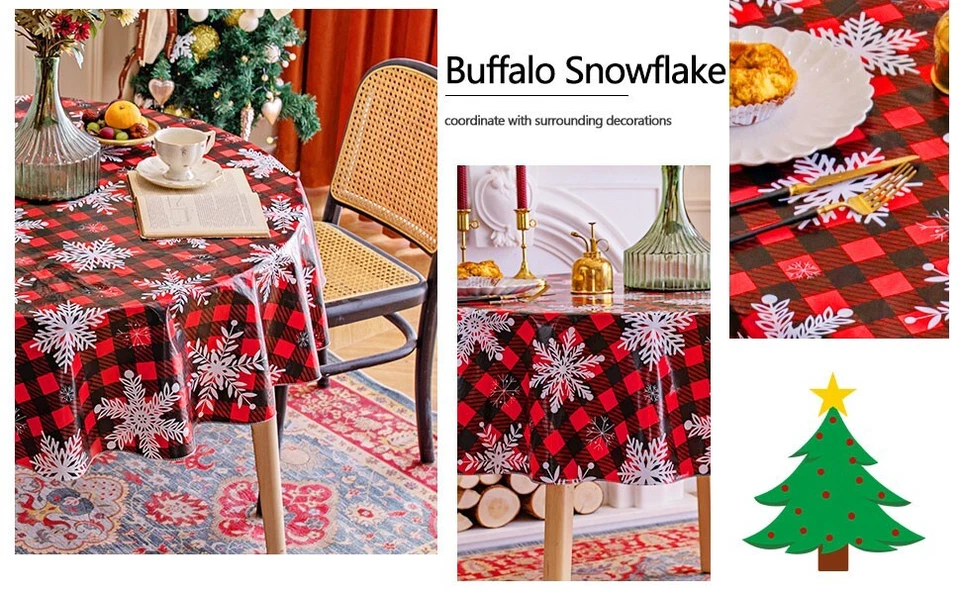 Christmas Tablecloth, Red, Snowflake Plaid Pattern 140x180cm - Image 4 of 4
