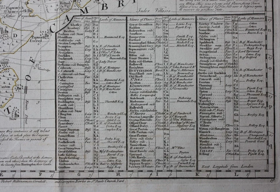 Оригинальная большая антикварная карта ХАНТИНГДОНШИР, большой английский атлас, E Bowen, c.1779 - Изображение 4 из 4