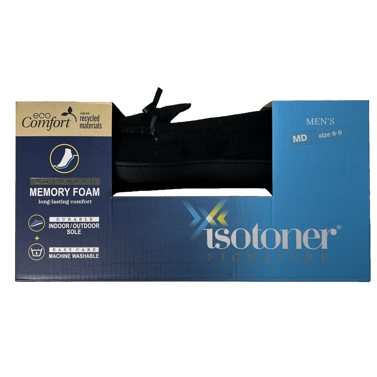 Isotoner Signature Men's Memory Foam Microsuede Nigel Moccasin Slippers M  8-9