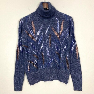 Blank London Jenika Sequin Sweater Women s Size XS Turtleneck Wool Blend Knitted