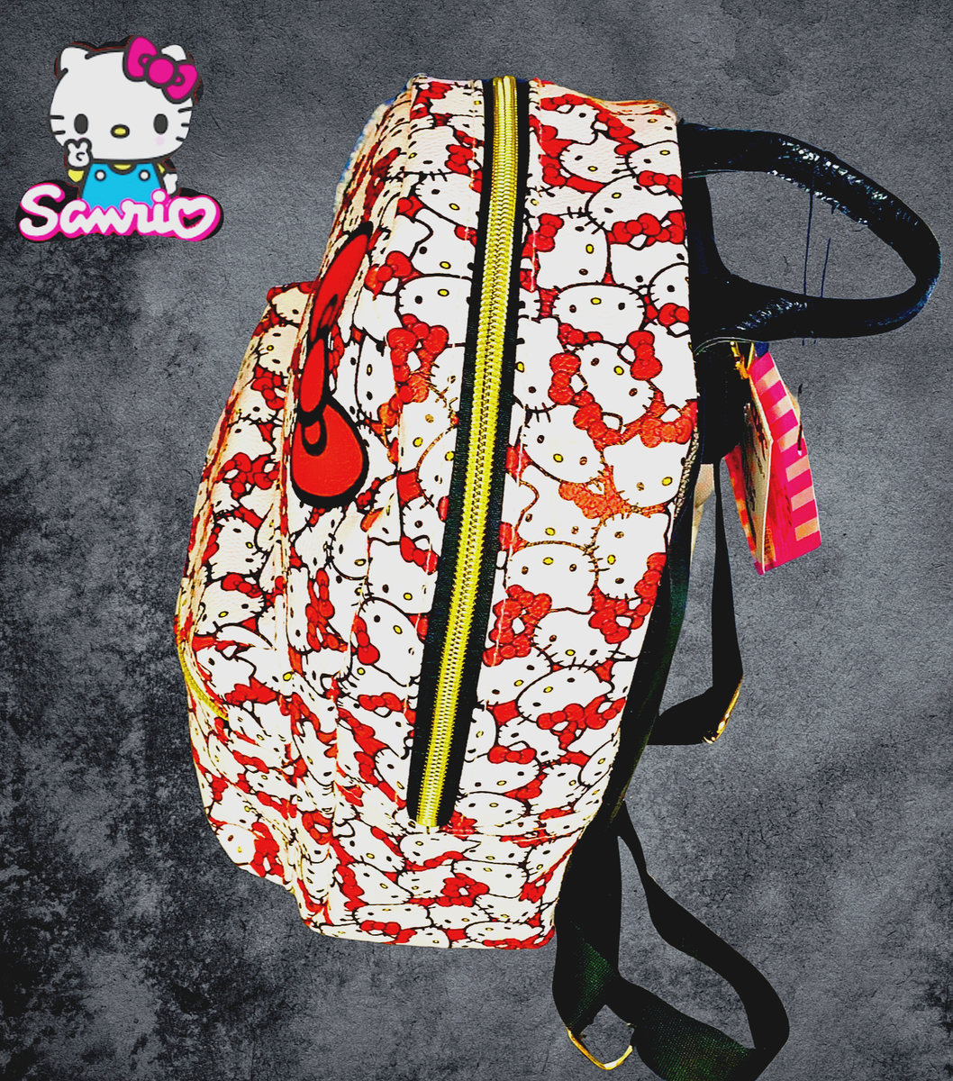 Sanrio Hello Kitty White Leather Mini Backpack Black Pattern  display picture 3