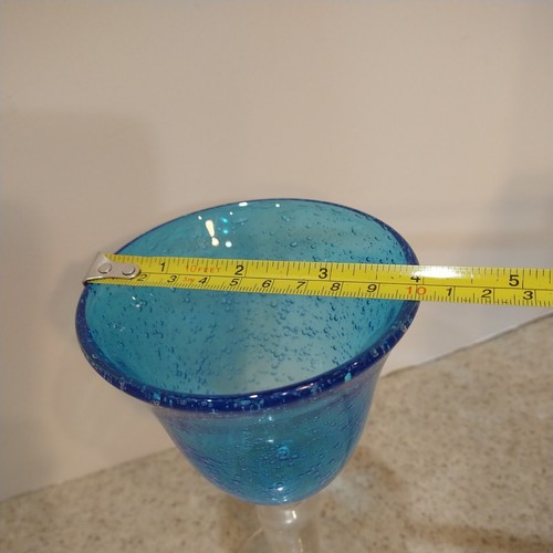 Copa de vino de agua Artland soplada a mano azul cobalto burbuja pedestal de vidrio 10 oz - Imagen 6 de 6