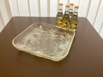 Große Art Deco Prunkschale Opalecent Glas Centerpeace sign. Julien France