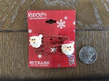 Set of Rudolph The Red-Nosed Reindeer Barrettes  Santa