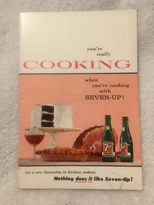 Vintage Cook Book with 7-Up 1957 Mid-Century Recipe SEVEN Soda Pop old funny