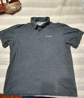 Columbia Active Fit Mens Navy Blue Woven Knit Polo Size Xl