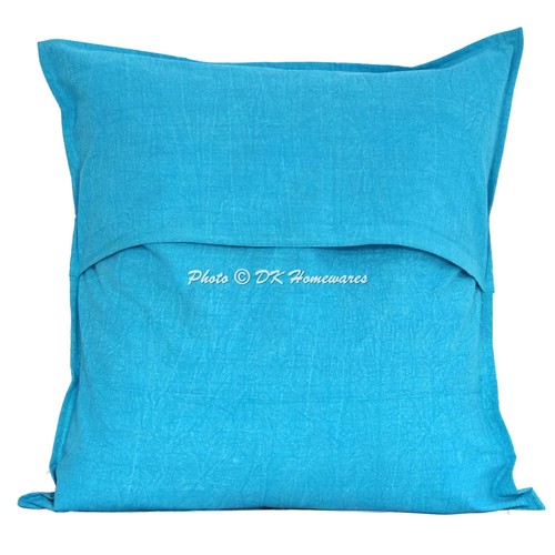 Embroidered Cotton Throw Pillow Cover Mirrored 60x60 cm Ethnic Boho Pillowcase - Picture 3 of 5