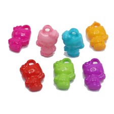 100 Mixed Bubblegum Color Acrylic Cute Cat Charm Pendants 16mm Kids Crafts DIY