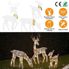 3 Sets of Reindeer Family Lighted 2D Christmas Deer Decoration Warm Yellow Light