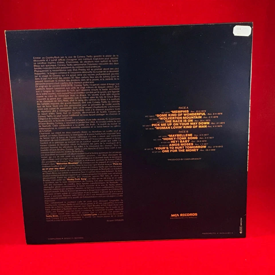 CONWAY TWITTY Country Rock 1978 vinyl LP MCA record Maybellene Amos Moses - Image 2 of 3