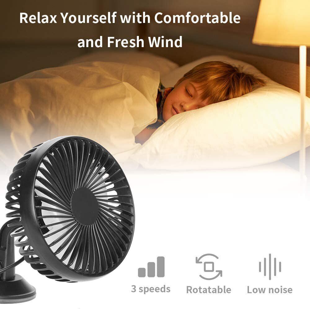 3 Speed 12V/24V Super Suction Car Fan Mini Van Home Cooler Cooling USB