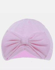 Baby Girls Turban Hat Bow Hat Pink 100 Cotton 0-6 Mths Soft