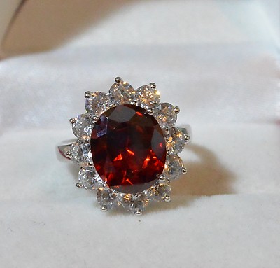 Grosse Bague Argent 925 Rhodié Avec Rubis Cz - Taille 56, Neuf Avec étiquettes, Marque Dolly-Bijoux