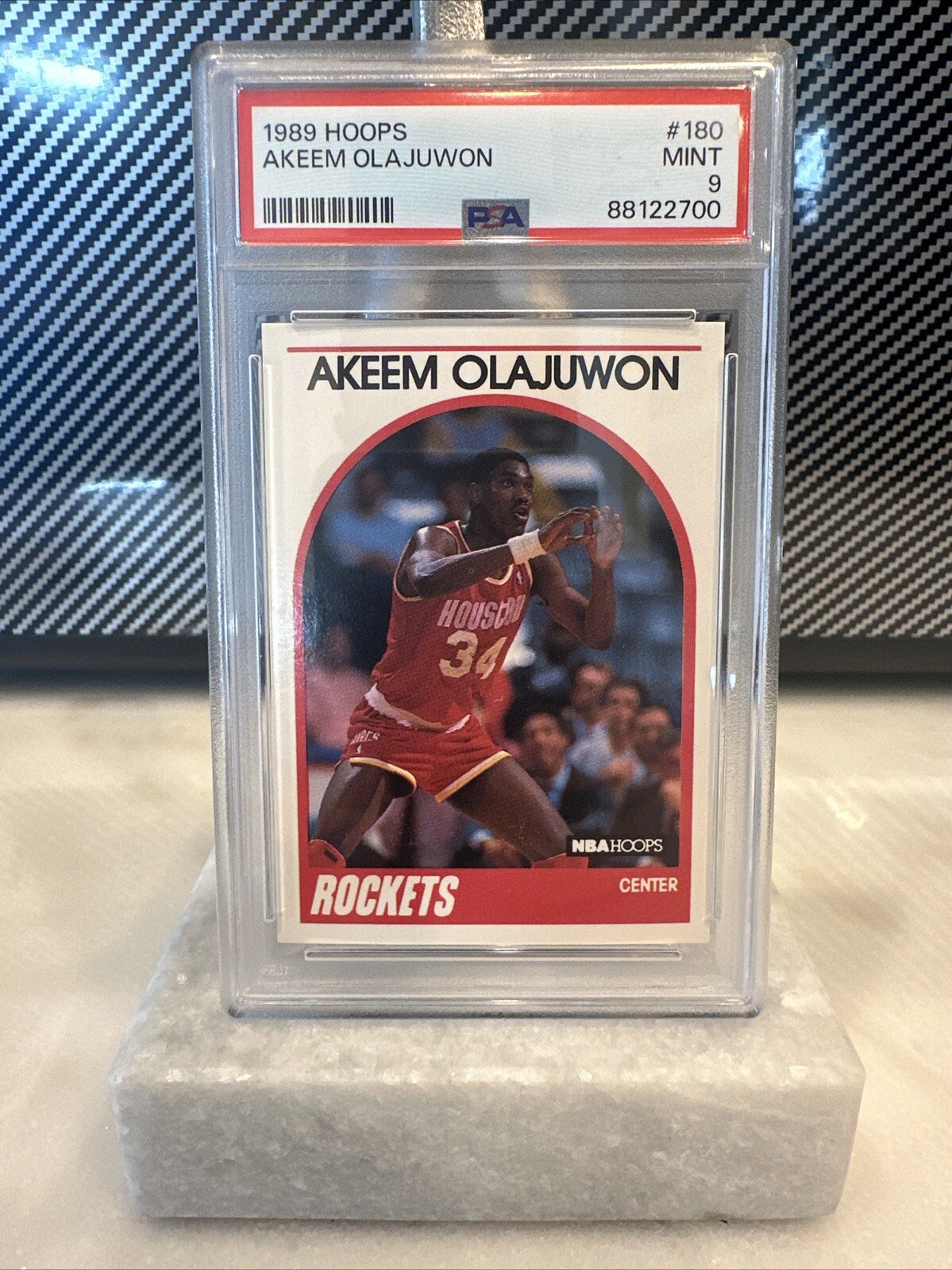 1989 NBA Hoops Hakeem Olajuwon #180 PSA 9 MINT Houston Rockets! The Dream HOF🔥