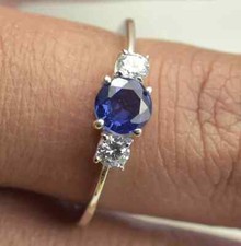 Simulated Blue Sapphire 925 Sterling Silver Handmade Ring Engagement Gifts