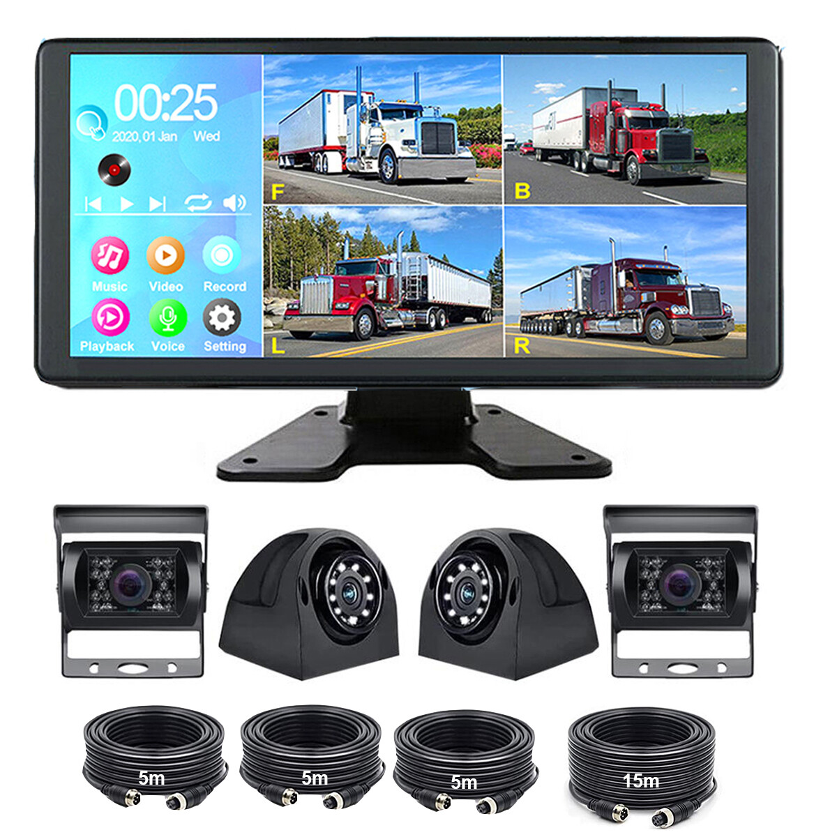 10 AHD 4CH Monitor Recording DVR 1080P Truck Rear View Backup Camera Vehicle Touch Screen Support Fm For Rvs Bus Pickups Trai Clear Images