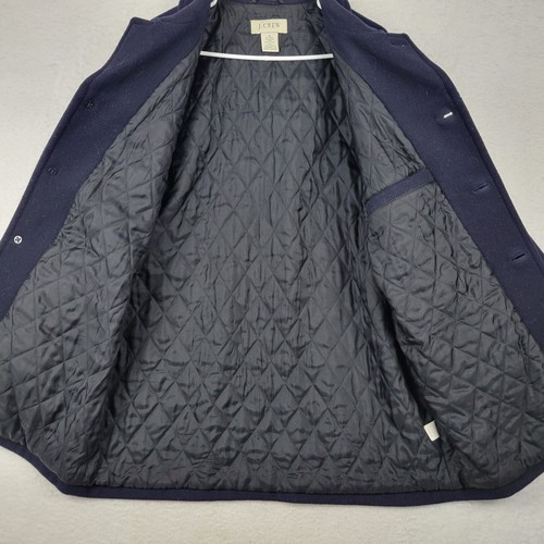 J Crew Men's Wool Blend Navy Blue Peacoat Size Medium Single Breasted - Picture 5 of 9