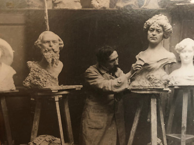 Antike Französische Fotografie Artiste Bildhauer A identifier Toulouse 1915