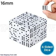 5-100 White Dice Standard Size 16mm D6 for Casino, Board Game, & Puzzle Play Set
