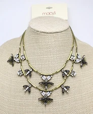 New Antiqued Style Double Stranded Rhinestone Necklace #M20