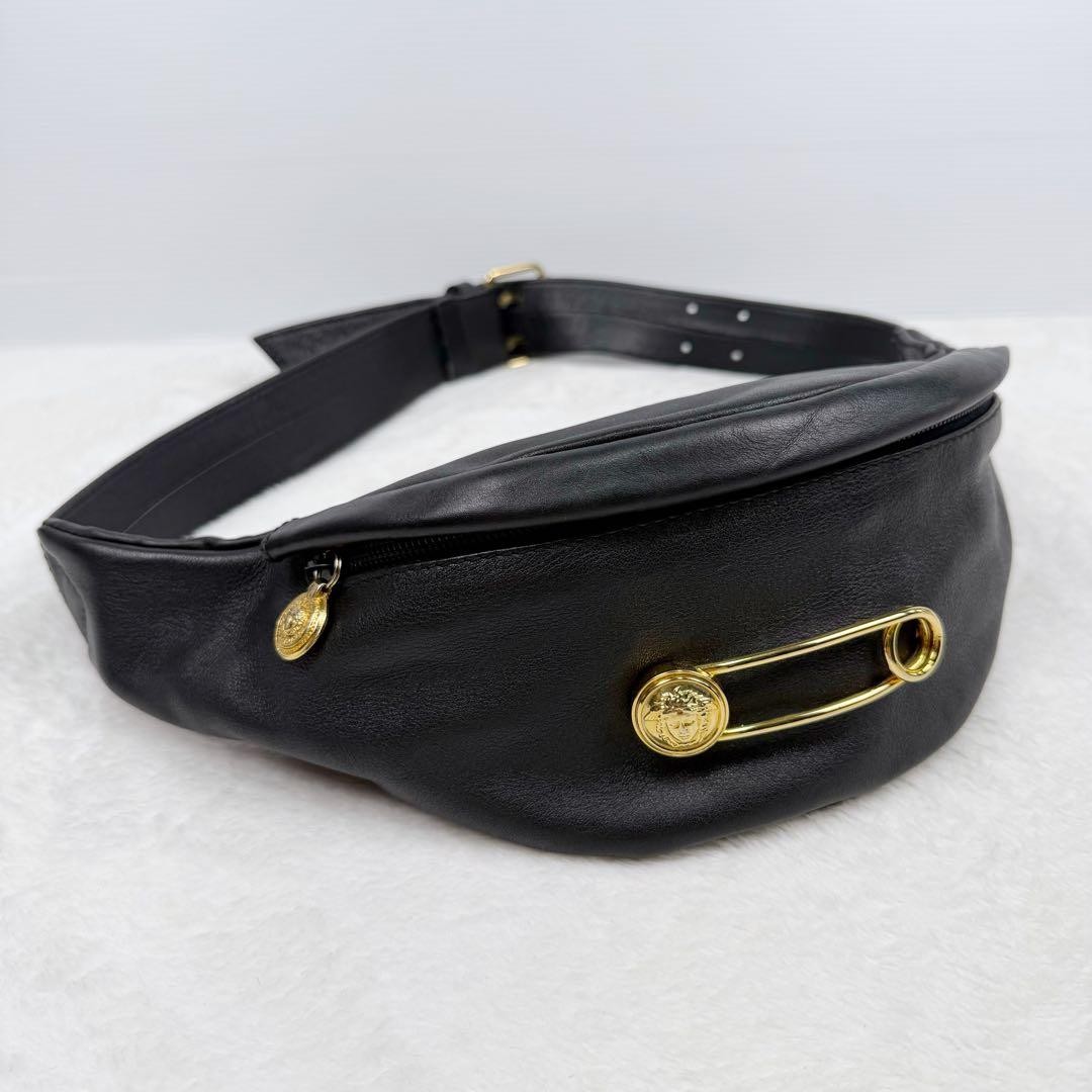 Versace Medusa Black Leather Waist Bag Authentic Excellent Condition