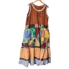 Upcycled Midi Maxi Dress XL Gypsy Cowgirl Art To Wear Quilt Patchwork Pockets
