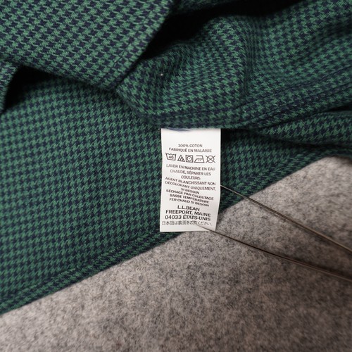 LL Bean Shirt Men's Regular XXL Green Blue Houndstooth Traditional Fit Flannel - Picture 9 of 12