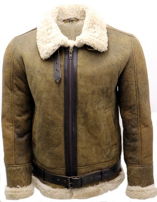 Men's Brown B3 Vintage Leather Jacket Light Sheepskin Aviator Flying Coat